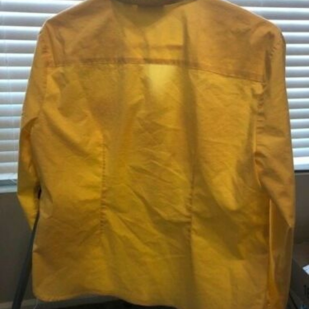 New York and Company Yellow 3/4 Button Down Shirt - Picture 2 of 4